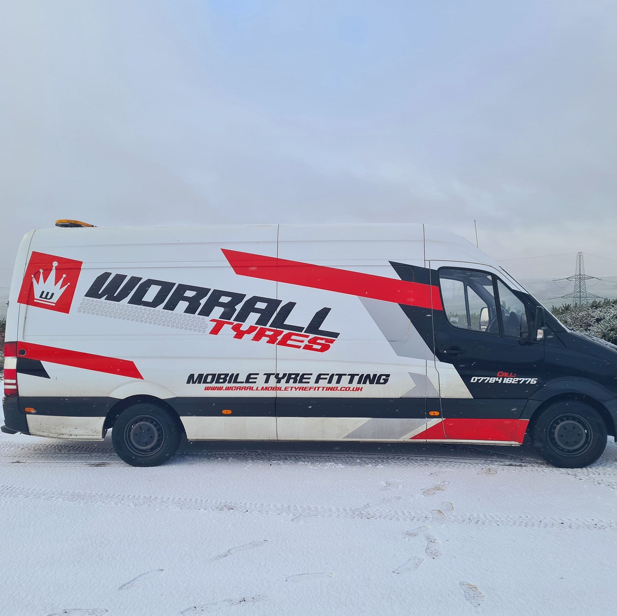 Worrall mobile fitting van out on a job in the snow